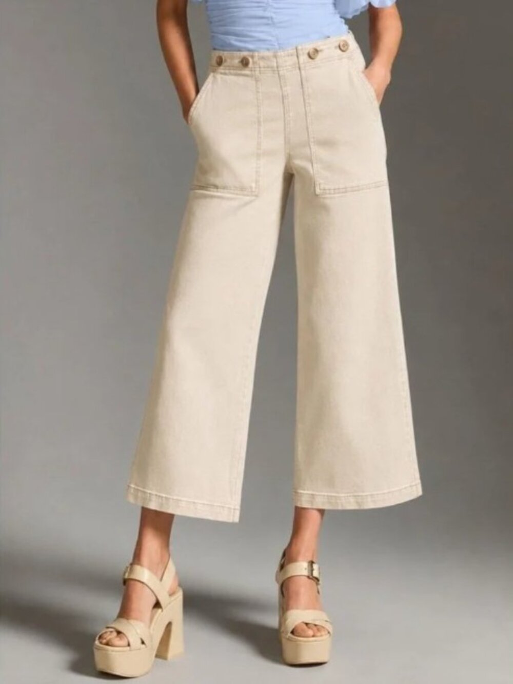 Anthropologie Pilcro The Kit High Rise Wide Leg Cropped Utility Trousers Sz 28